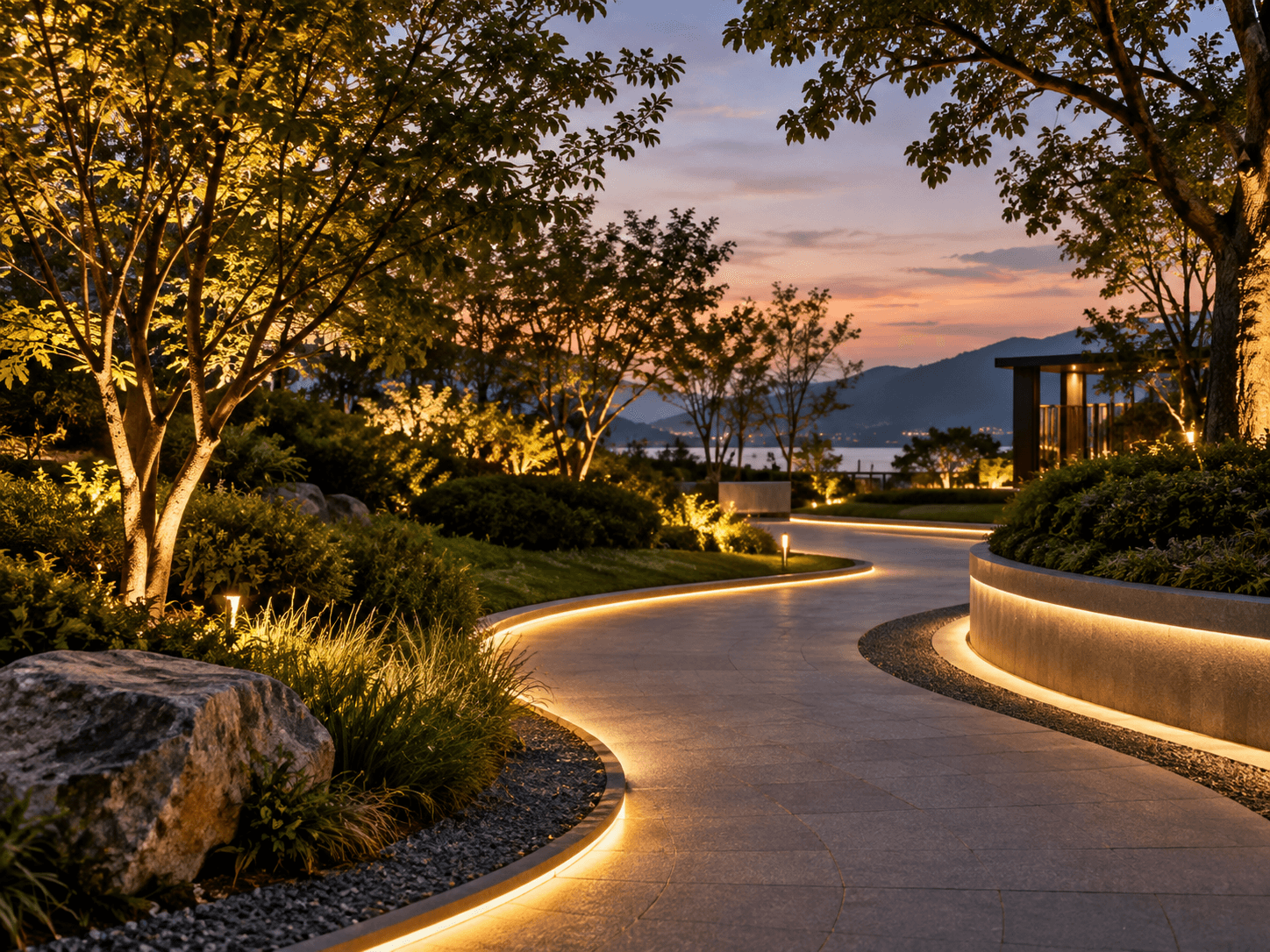 Outdoor landscape path lighting