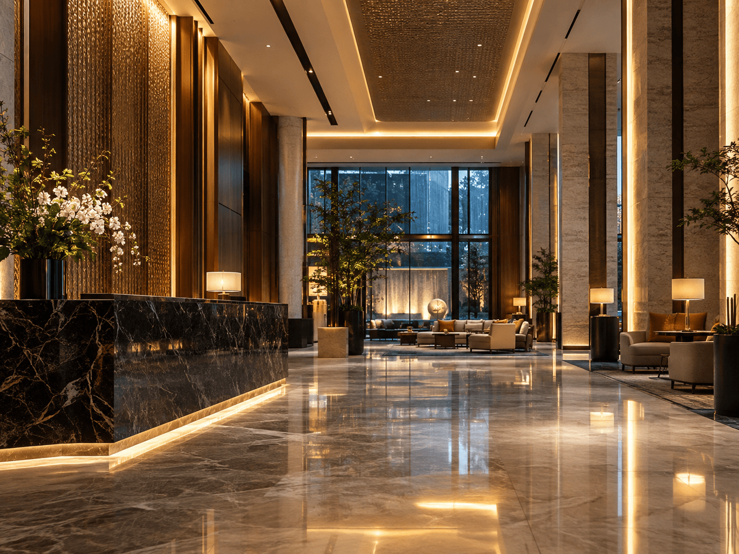 Hotel lobby ambient lighting