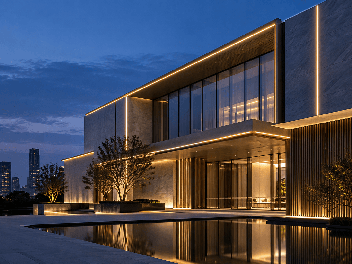 Modern architectural facade lighting